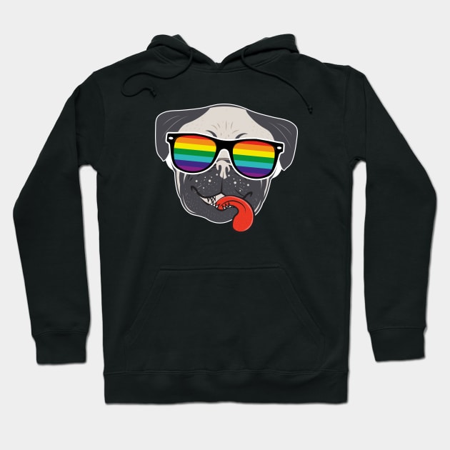 Cute Pug Gay Pride Love Animals and Human Beings Hoodie by dconciente